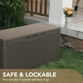 thumbnail image 6 of BOBOKY 100 Gallon Waterproof Large Resin Deck Box Indoor Outdoor Lockable Storage Container for Patio Furniture Cushions Garden Tools (100 Gallon)Light Brown, 6 of 9