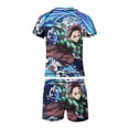 thumbnail image 6 of Demon Slayer Boys 2-Piece Swimsuit Set Bathing Suit Short Sleeve Swimwear Sets with Swim Trunk 9-11Y(140cm), 6 of 7