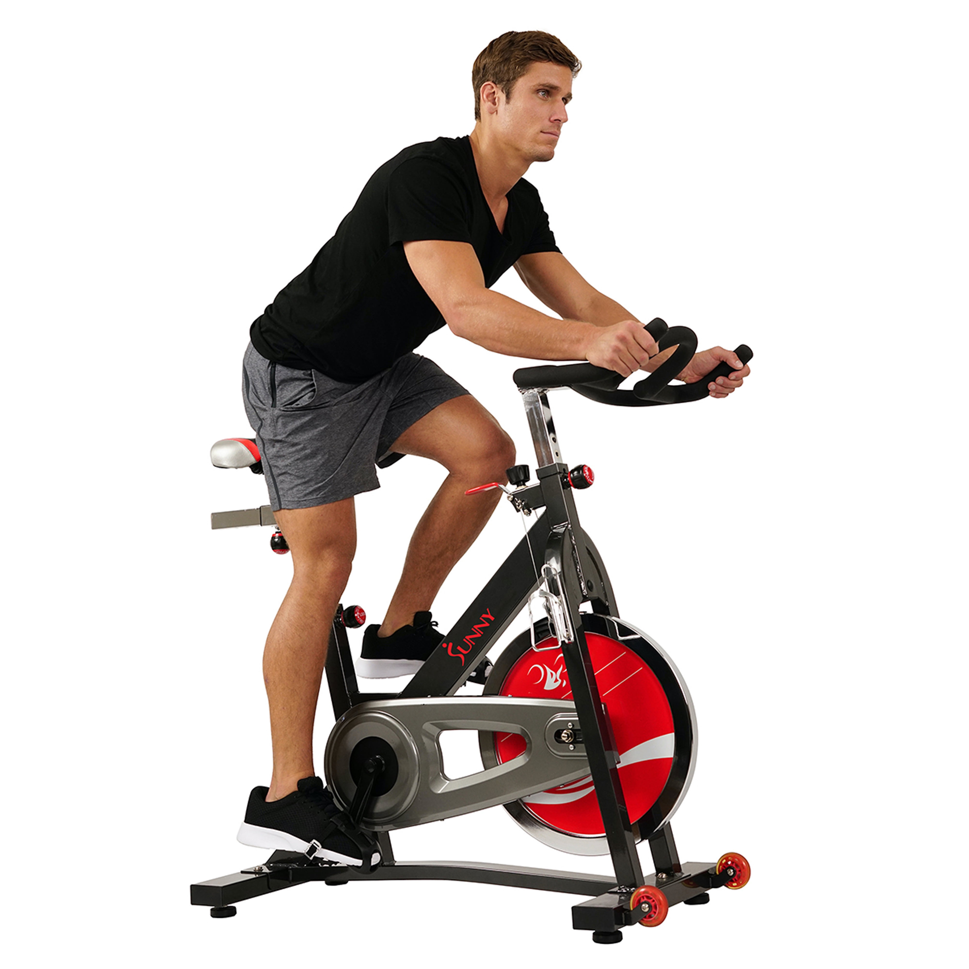 Sunny Health & Fitness SF-B1401 Chain Drive Indoor Cycling Trainer Exer...