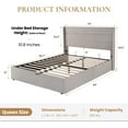 thumbnail image 4 of Sha Cerlin Queen Size Lift Up Hydraulic Storage Bed Frame, Platform Bed with Fabric Upholstered Wingback Headboard, No Box Spring Needed, Beige, 4 of 14