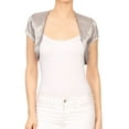 thumbnail image 4 of The True Love Cap Sleeve Satin Shrug Bolero Evening Cardigan, Silver, Large, 4 of 4