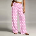 thumbnail image 5 of Women's Wide Leg Sweatpants with Pockets Polka Dot Baggy Side Drawstring Athletic Lounge Pants, 5 of 6