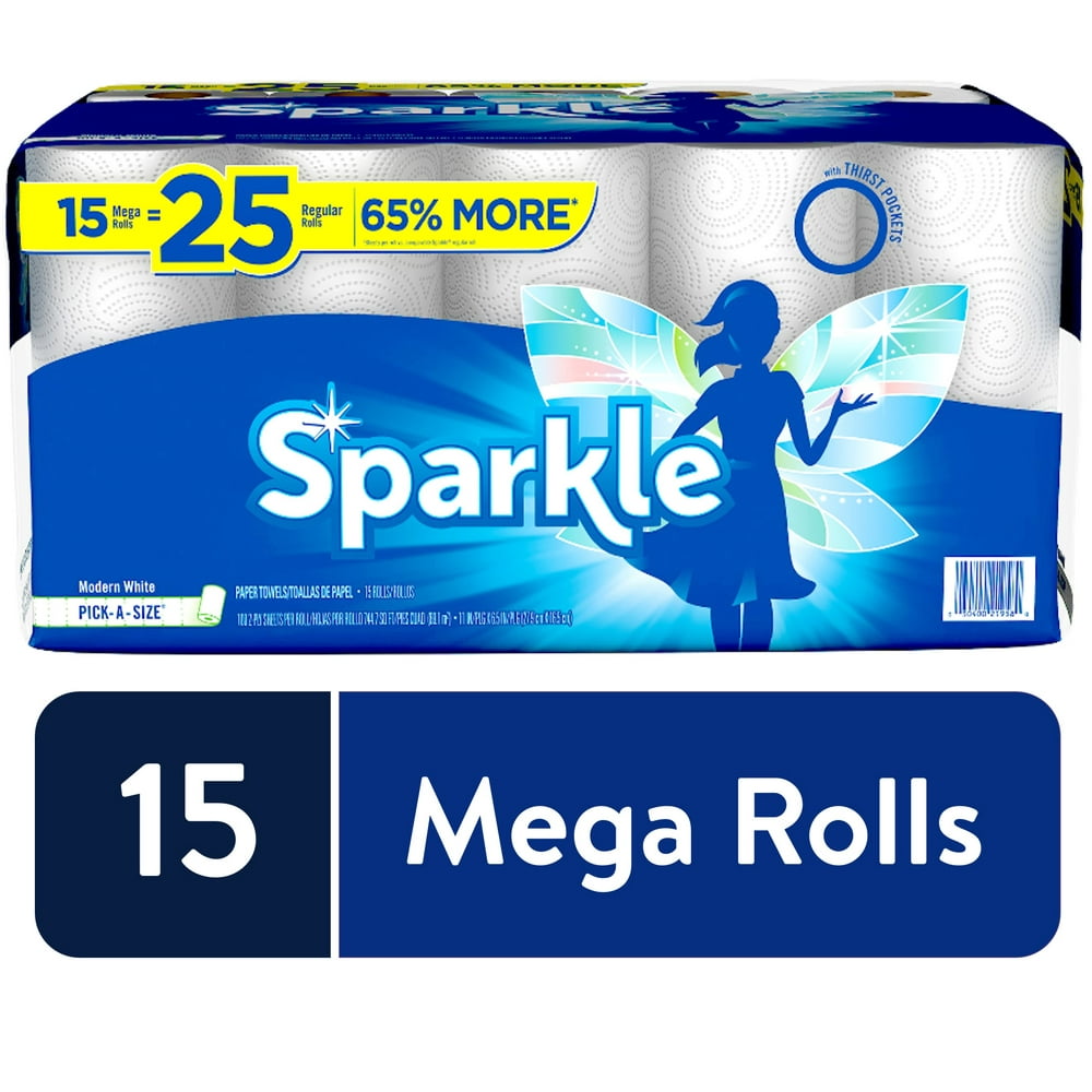 Sparkle Paper Towels, 15 Mega Rolls, PickASize