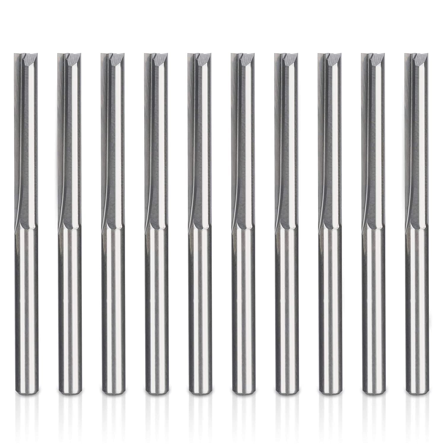 10PCS 1/8" 22mm Single Flute Spiral Router Bits Fits For Acrylic PVC Wood 