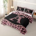 thumbnail image 3 of meiyoeat Pink Leopard Print Quilt Full For Girls,Chic Cheetah Bow Monogram A Full Bedspread Sets For Kids,3-Piece, 3 of 7