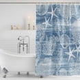 thumbnail image 6 of Small Stall Shower Curtain 36x78 Inch Narrow Half Size Blue Coastal Bath Curtains Bathroom Decor, Nautical Coral Starfish Shell Seahorse Ocean Waterproof Fabric Shower Curtain Set with Hooks 36 Inch, 6 of 7