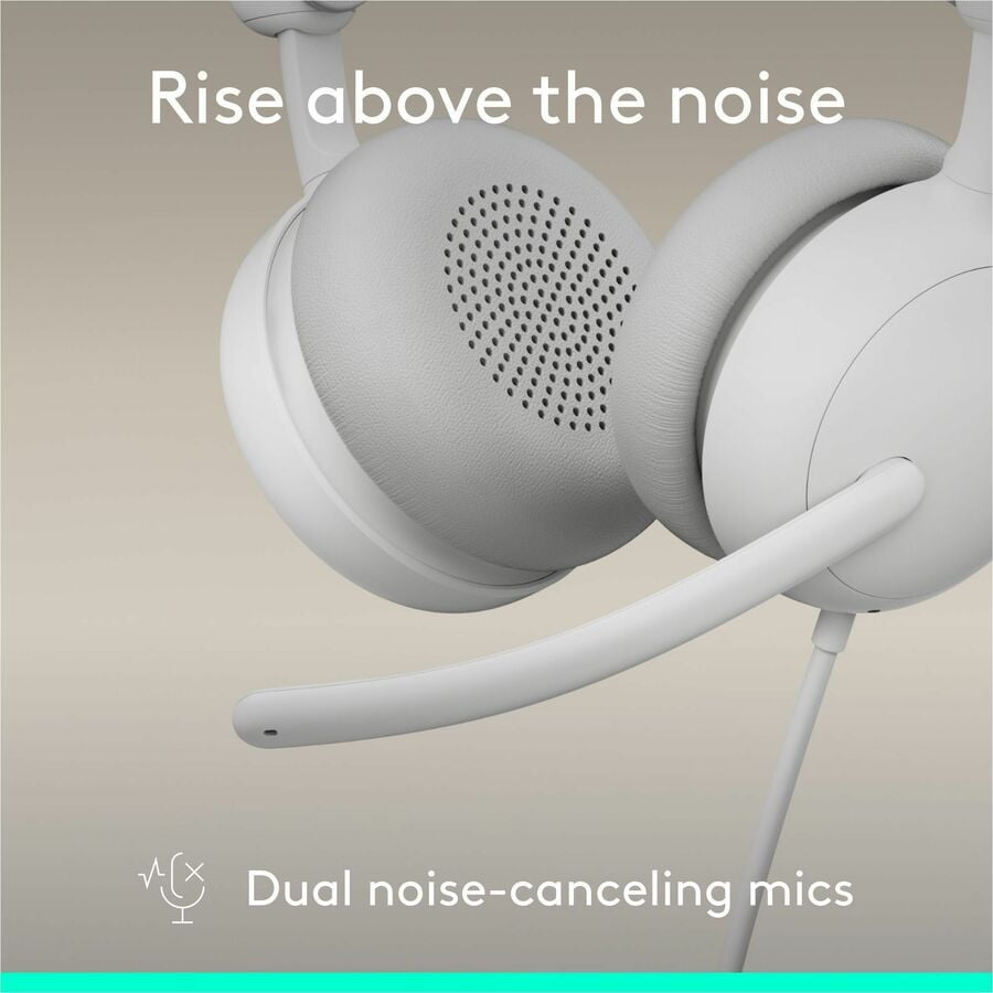 Logitech Zone Wired 2 for Business, Noise-Canceling Headset with Adaptive Hybrid ANC, Microsoft Teams Certified, USB-C with USB-A adapter, Off-white