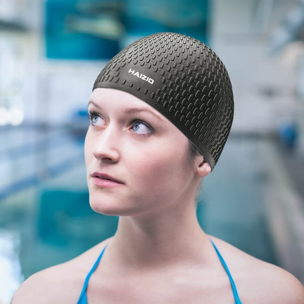 Peggybuy Waterproof Swimming Cap for Women Men Ear Protection Swimming Pool  Hat Plus Size 