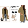 thumbnail image 4 of Langwyqu Solid Color 3/4 Sleeve One Button Lapel Long Blazer Coat, 4 of 5
