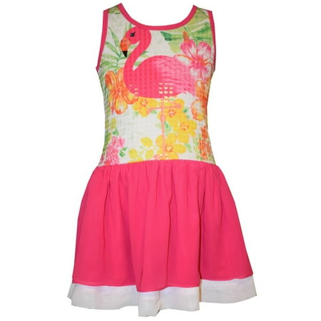 - Bonnie Jean Girls Flamingo Sequin Sundress 14