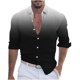 thumbnail image 1 of Blusa y camisa de manga larga con cuello vuelto para hombre, estilo casual, a la moda, con botones y estampado degradado, de poliéster., 1 of 4