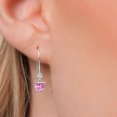 thumbnail image 3 of Gem Stone King 14K White Gold Pink Moissanite and Lab Grown Diamond Earrings for Women | 1.13 Cttw | Gemstone Birthstone | Heart Shape 5MM, 3 of 6
