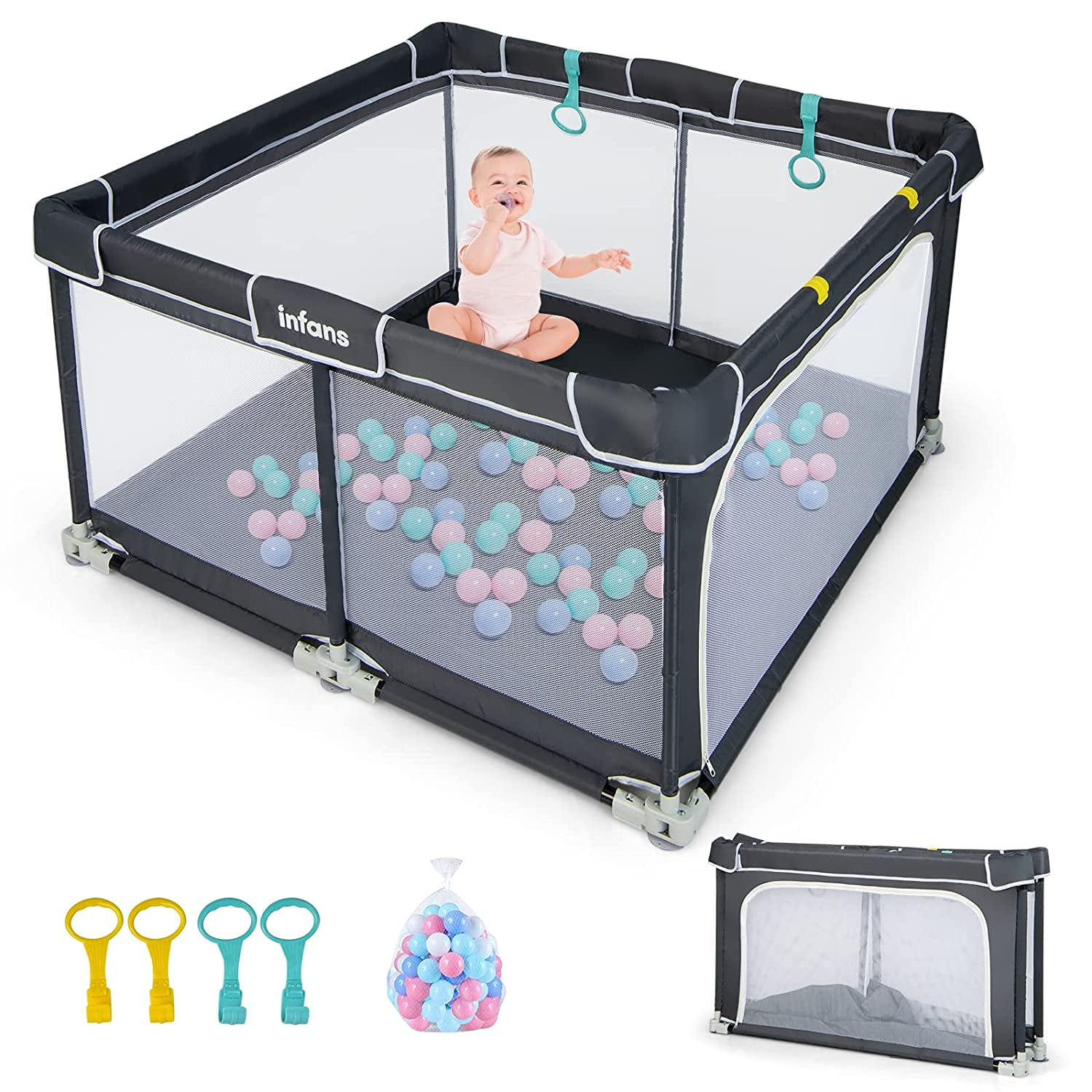 OLAKIDS Baby Playpen, 50''x50'' Foldable Large Baby Playard