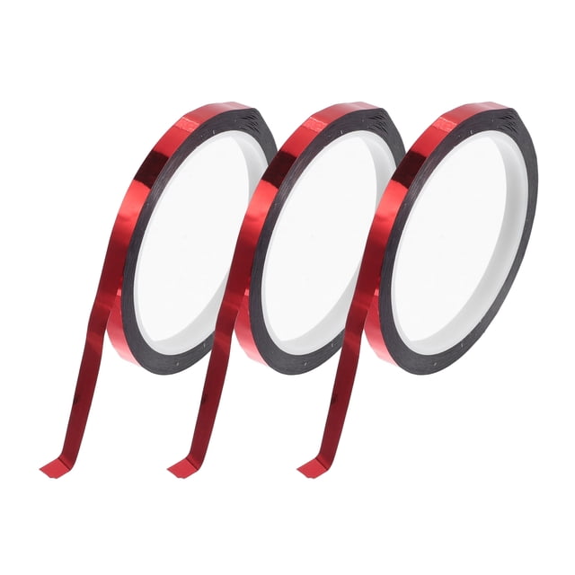 Cinta de Franjas Unique Bargains 164.04ft x 0.31" Calcomanías de Franjas para Coche, Motocicleta y Barco, Stickers de Franjas de Carreras Rojo Espejo 3 Pcs