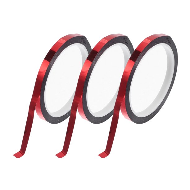 Cinta de Franjas Unique Bargains 164.04ft x 0.31" Calcomanías de Franjas para Coche, Motocicleta y Barco, Stickers de Franjas de Carreras Rojo Espejo 3 Pcs