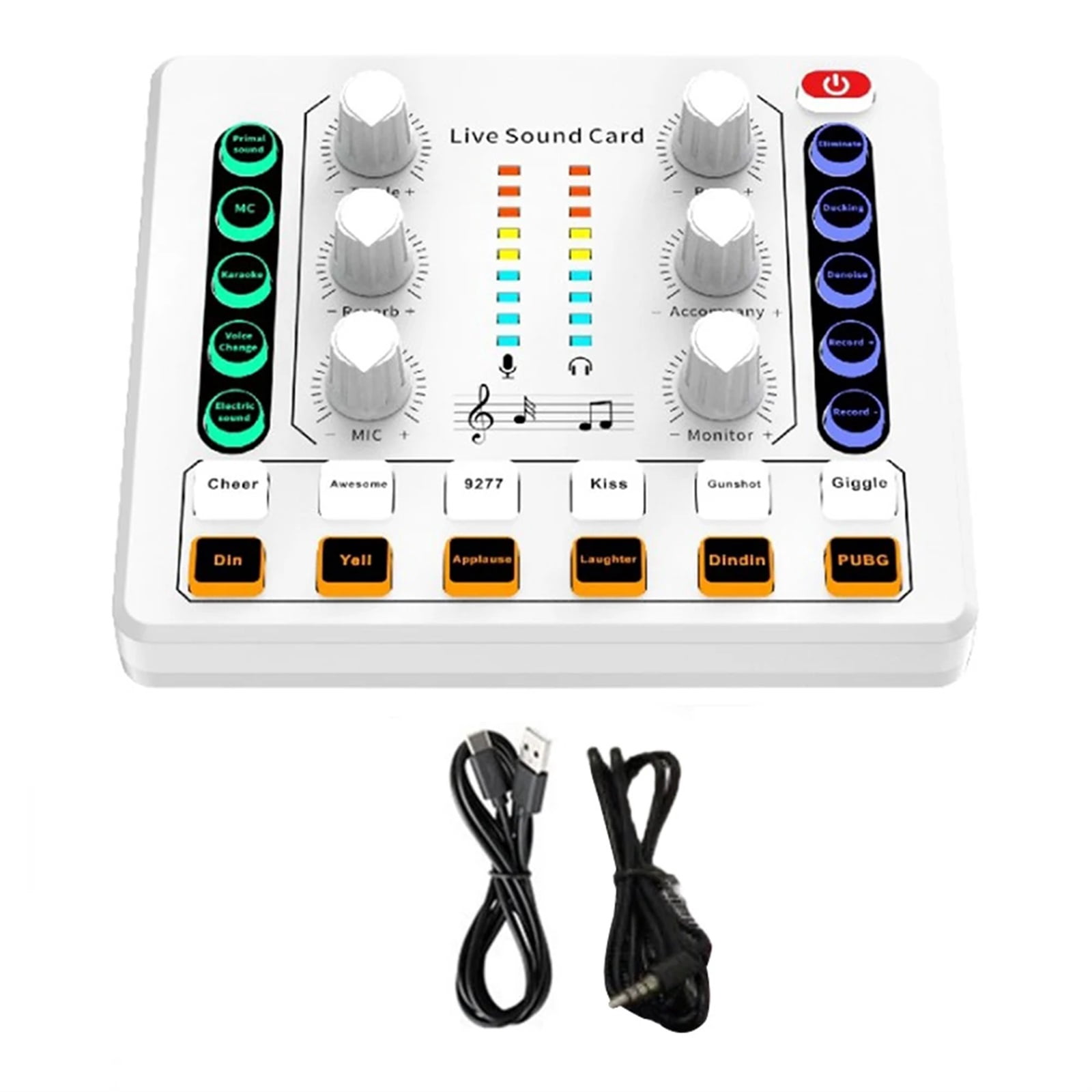 Wireless 2 Channels 12 Effects Home KTV For Streaming Noise Reduction Gaming Audio Mixer Voice Change Live Sound Card Computer ,Easy to Operate