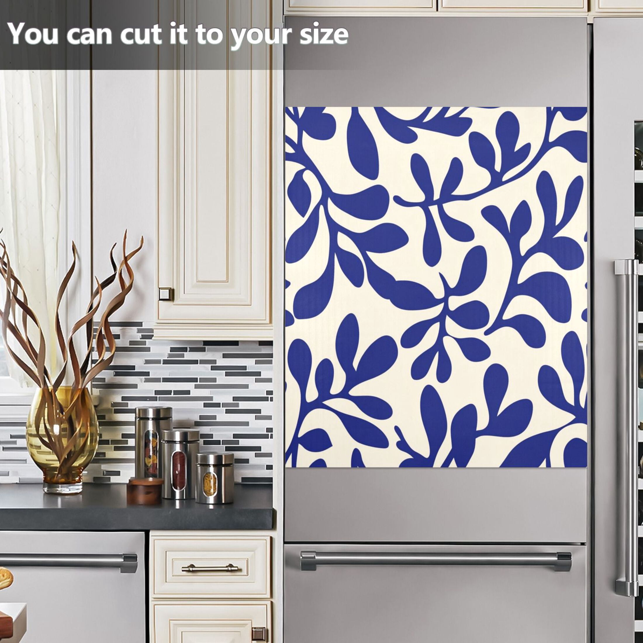 Dishwasher Magnetic Sticker 23x26 Inch Refrigerator Magnetic Sticker Washing Machine Magnetic Sticker Kitchen Panel Magnetic Sticker Home Decor Dark Blue Pattern