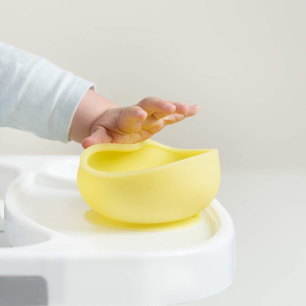 Olababy 100% Silicone Suction Bowl with Lid Bundle for Independent Feeding Baby and Toddler (Lemon + Blueberry)