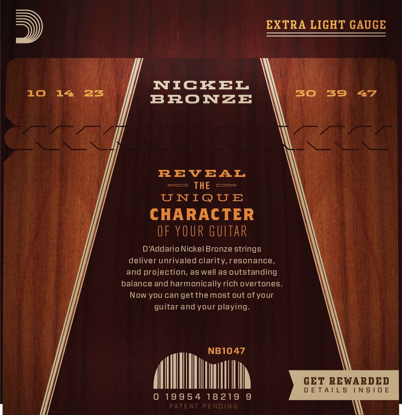 D'Addario Acoustic Guitar Strings 2 Pack Nickel Bronze 10-47