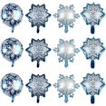 thumbnail image 1 of 12Pcs Snowflake Balloons Set for Winter Wonderland Decorations Blue White Snowflake Frozen Foil Balloons for New Year Birthday Theme Party Supplies, 1 of 4