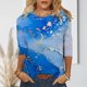 thumbnail image 1 of Camisetas Básicas Camisetas sin mangas de ganchillo estampadas étnicas Jersey Mujer Ropa de vacaciones (Azul M) Ygjytge para Mujer Azul T M, 1 of 7
