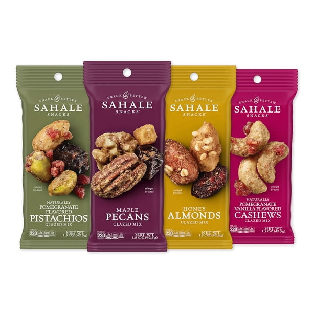 Glazed Mix Nut Blend Variety Pack, 1.5 Oz Grab & Go Bags (12 Total Packs) - Four Different Dry-Roasted Deluxe Mixed Nuts Blends Included - Non-GMO Kosher & Certified Gluten-Free Snacks