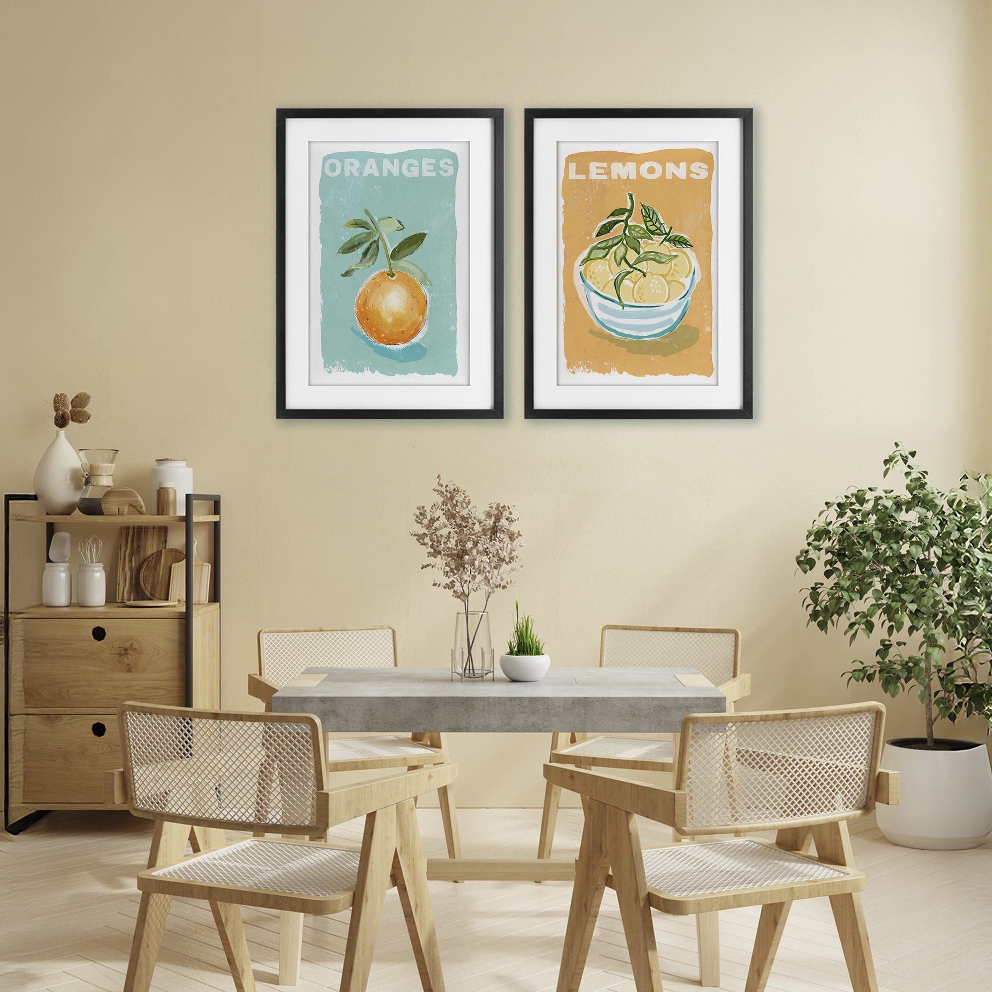 Stupell Industries Citrus Twist Motif 2 Piece Black Framed Print Under Glass Set, design by Chad Barrett