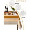 thumbnail image 2 of Burnt Orange Ombre Stripe Table Cloth, Farmhouse Striped Gradient Waterproof Tablecloth for Rectangle Tables, Reusable Washable Fabric Table Cover for Restaurant Kitchen Dining Tables 54"x108", 2 of 6