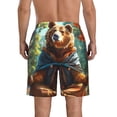 thumbnail image 3 of Yiaed Maple Meditating Bear Print Men's Swim Trunks with Lining Quick Dry Sports Shorts Beach Shorts Boardshorts-Medium, 3 of 5