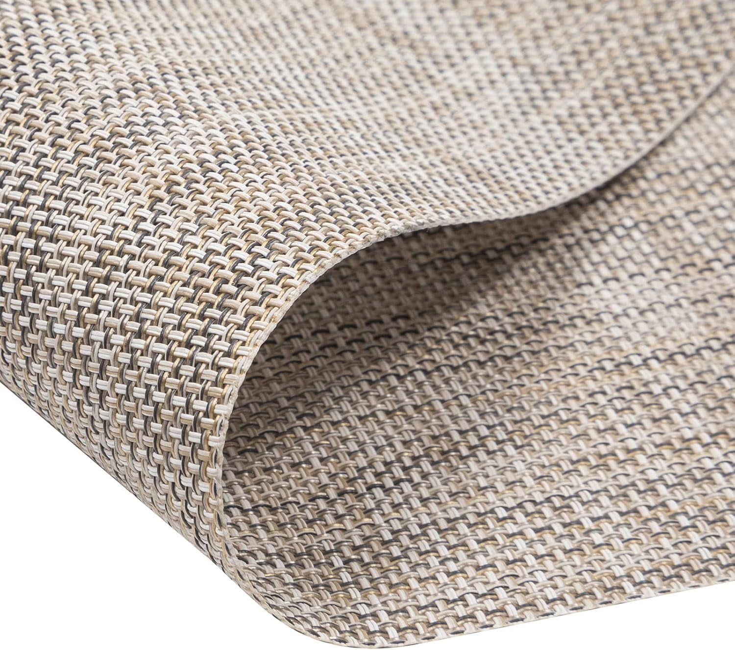 Round Table Placemats Set of 4 Wedge Shape Placemat Woven Vinyl Place Mats Heat Resistant Wipe Clean Dining Table Mats Home Table Decor (4, Tan)