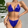 thumbnail image 2 of WZXFASHION Women Plus Size Underwire Lingerie Set Two Piece Underwear Lingerie Underwear Sleepwear Steel Chain Linked Underwire Lingerie Set Intimates Blue XXL, 2 of 8