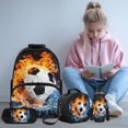 thumbnail image 2 of Yspwyqan Fire Water Soccer Ball Boys Backpack and Lunch Box Set, 4 Piece Lightweight Trendy Kids Backpack Set for Elementary Middle School Camping Travel, 2 of 7