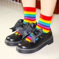 thumbnail image 2 of Women Novelty Rainbow Striped Multi Colour Pattern Ankle Socks, 2 of 5