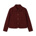 thumbnail image 4 of PRINxy Women's Point Collar Button Front Cropped Casual Jacket With Curved Hem Side Pockets Outerwear For Business Casual Wine XL, 4 of 8