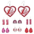 thumbnail image 2 of 1 Pair Women Color Contrast Love Letter Print Earrings - Pink Series Hook Earrings, Romantic Valentine's Day Drop Earrings, 2 of 8