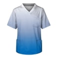 thumbnail image 3 of Domuza Scrub Tops Men Gradient Tie-Dye Short Sleeve V Neck Work Uniform Loose Fit Comfy Soft Medical Scrub Tops with 3 Pockets Light Blue XL, 3 of 4
