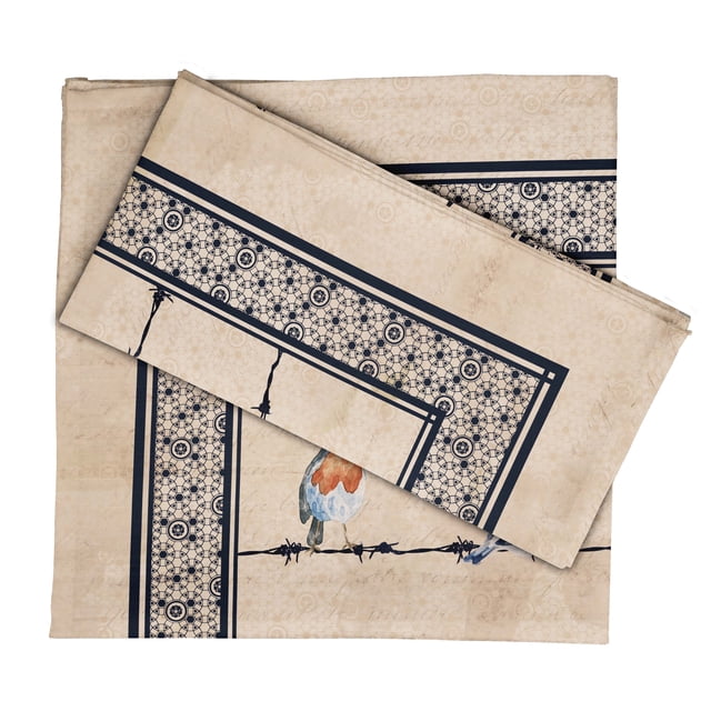 Vargottam Collection de Luxe Table à Dîner en Lin Décor Serviette en Coton Tissu Imprimé Serviettes Réutilisables Ensemble de 12, 20 Pouces X 20 Pouces - Oiseau