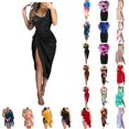 thumbnail image 4 of ADHOWBEW 2023 Vestidos de cóctel de talla grande para mujer con un hombro y abertura, vestidos de fiesta sexys a la moda para invitados de boda, 4 of 5