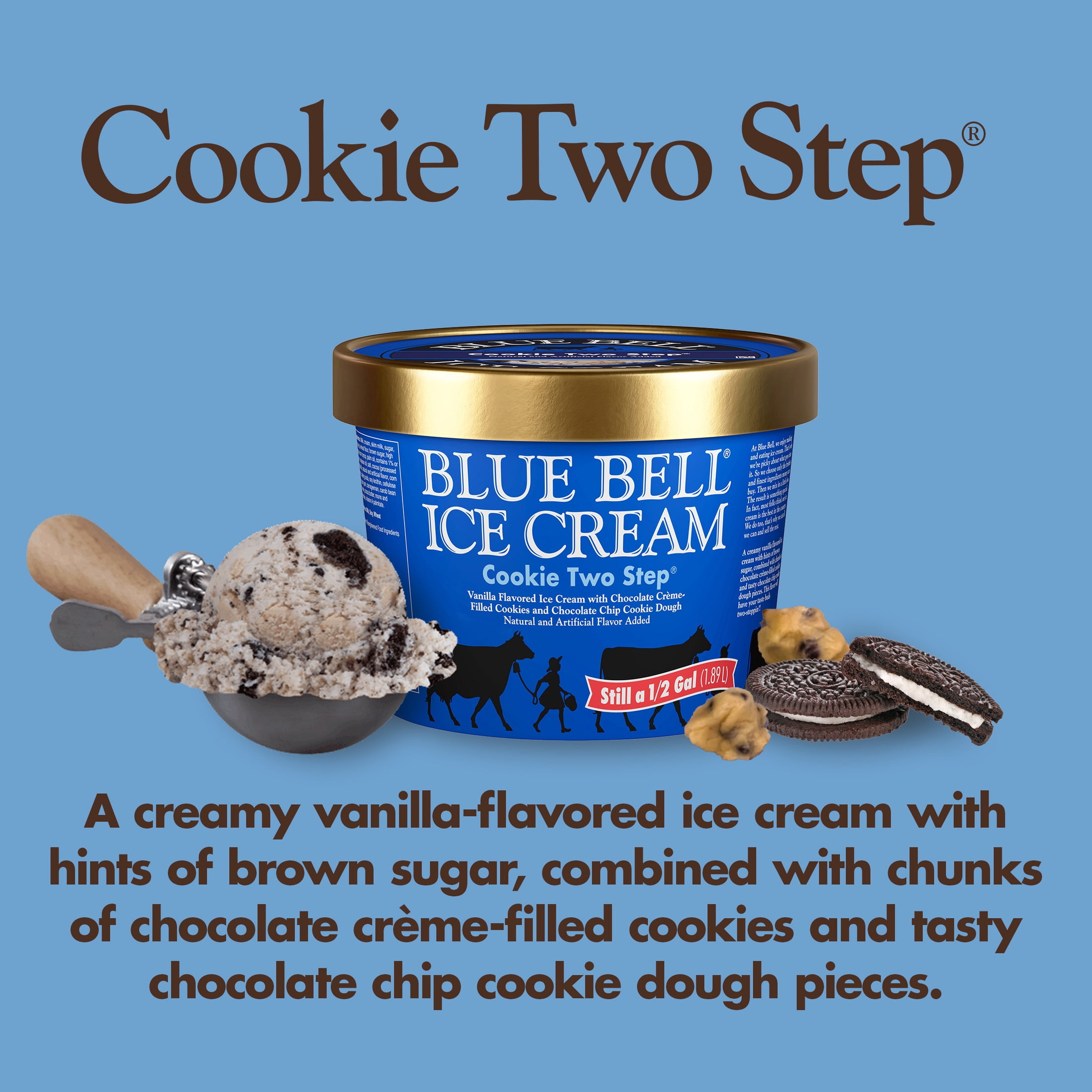 Blue Bell Cookie Two Step® Ice Cream Half Gallon, 64 fl oz
