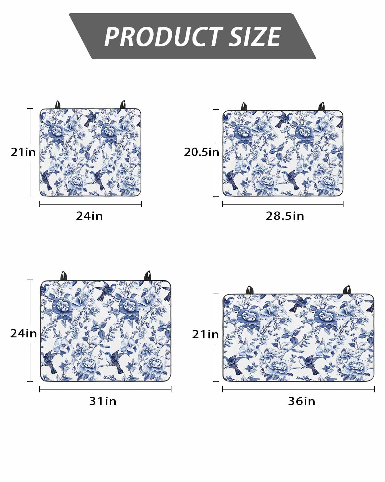 Stove Top Covers for Electric Stove, White Blue Spring Floral Glass Stovetop Cover Protector, Summer Botanical Hummingbird Induction Cooktop Protector Oven Mat for Kitchen Countertop 24"x21"