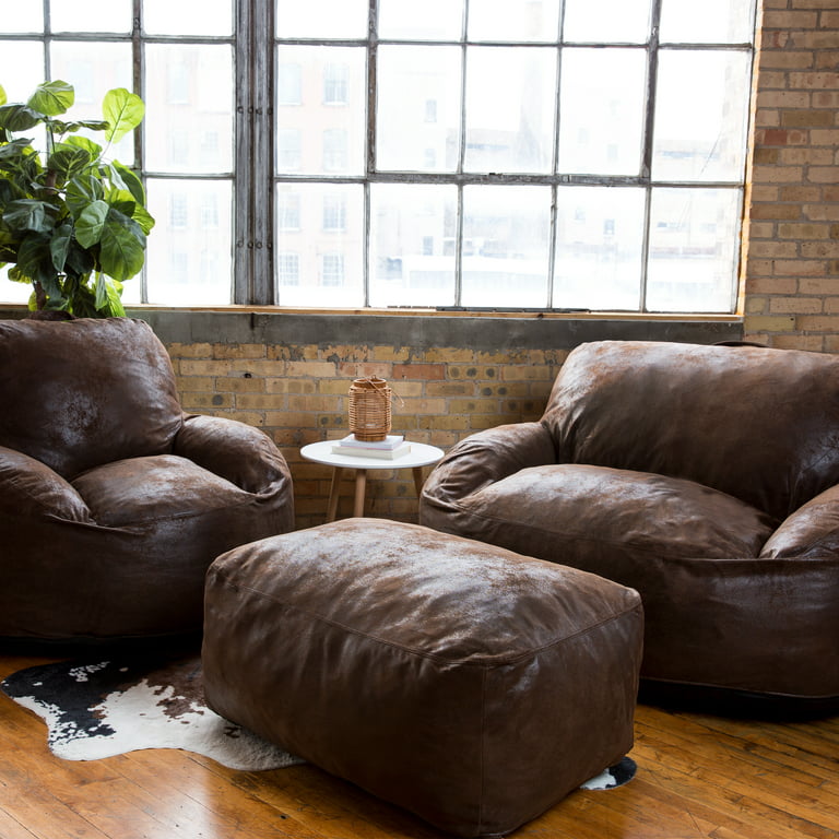 Big Joe Nestle Chair, Faux Leather Blazer 4ft, Espresso 