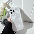 thumbnail image 2 of Funda linda para iPhone 13 Pro con forma de corazón blanca, marco ondulado rizado, dibujos animados kawaii transparente, 2 of 5