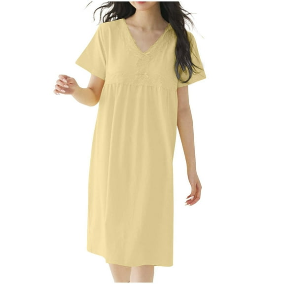 hotojiny Cotton Nightgowns for Women Tshirt Soft Loose Fit Short Sleeve Sleepshirt Oversized Night Shirt Casual Sleepwear