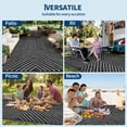 thumbnail image 3 of HIWEAVER Black/White 8' x 10' Outdoor Rug PP Plastic Straw Woven Waterproof Patio Rug with Striped Pattern Portable Outside Carpet for Balcony Deck Picnic Garden Decor, 3 of 6