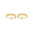 thumbnail image 3 of Rachel Koen 14K Yellow Gold Round CZ Huggie Hoops Earrings 14mm, 3 of 4