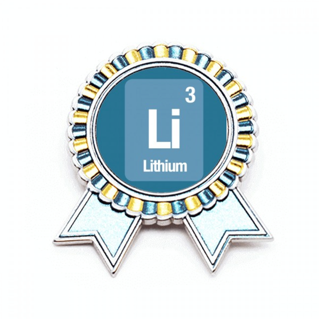 Li litio elemento químico ciencia Insignia broche Medalla ganadora