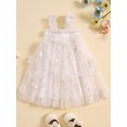 thumbnail image 3 of JYYYBF Little Girl's Cami Tulle Dress Square Neck Sleeveless 3D Flower Leaf Embroidery Princess Dress Infant Toddler Summer Clothes, 3 of 6