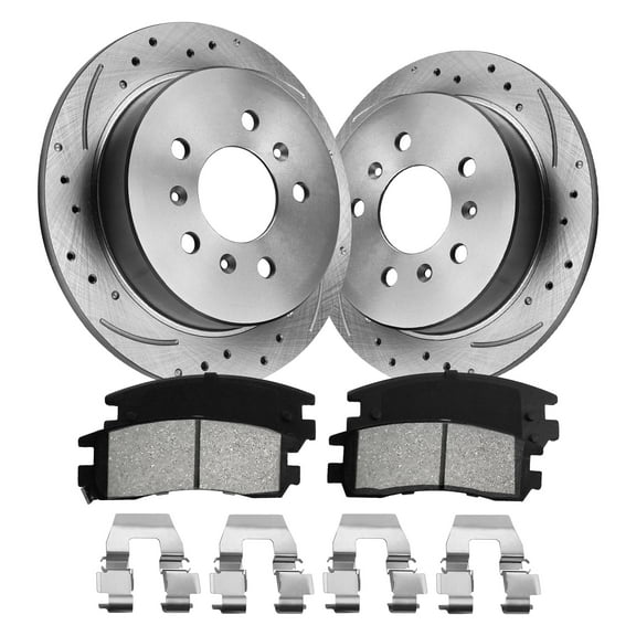 Aurogenix Rear Brake Pads And Rotors Kit Compatible With 2006-2010 Chevrolet Impala, 2006-2007 Monte Carlo, Automotive Replacement Brake Kits 55125 D814-7387 Drilled And Slotted Rotors 278mm(10.9in)
