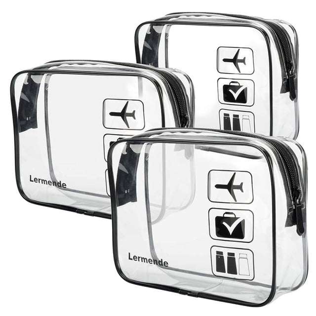 Neceser Lermende, bolsa de viaje transparente aprobada por la TSA, paquete de 3