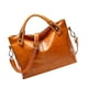 thumbnail image 3 of Bolso de mano vintage de lujo para mujer, de piel auténtica encerada, tipo bandolera (marrón claro), 3 of 6